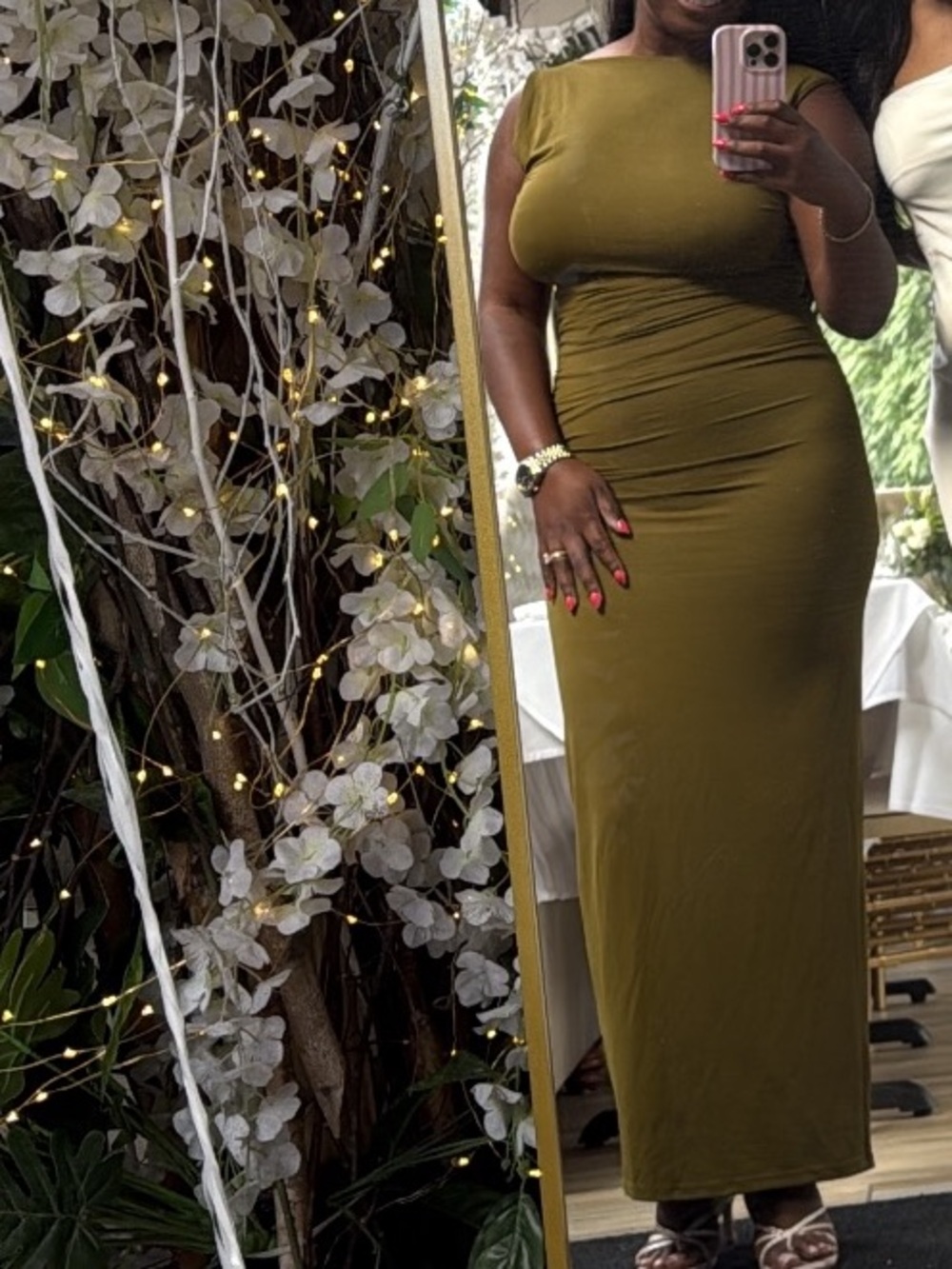 Zara Olive Green Backless Bodycon Maxi Dress
